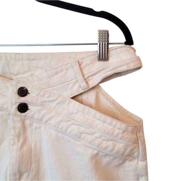 Cider Cream Denim Hip Cut Out Straight Leg Jeans Size L - Picture 4 of 5